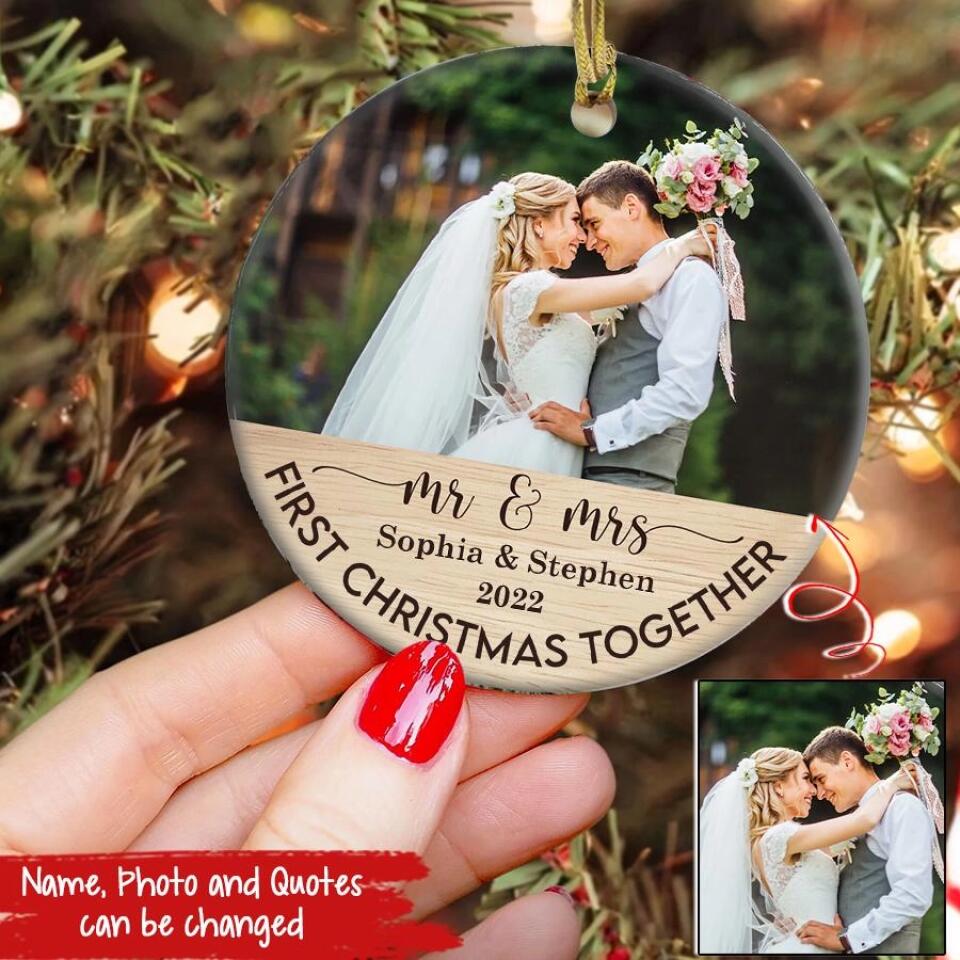 Our First Christmas Ornament 2022, Personalized Our First Christmas Ornaments, First Christmas As Mr And Mrs Ornament