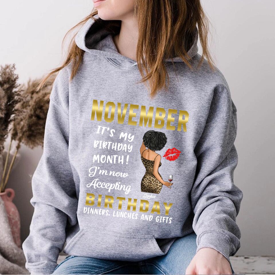 Custom November Birthday Shirt For Woman, Queens Are Born In November Gifts, Melanin Afro Woman Shirt, Black Girl Tee, Afro Queen Gift