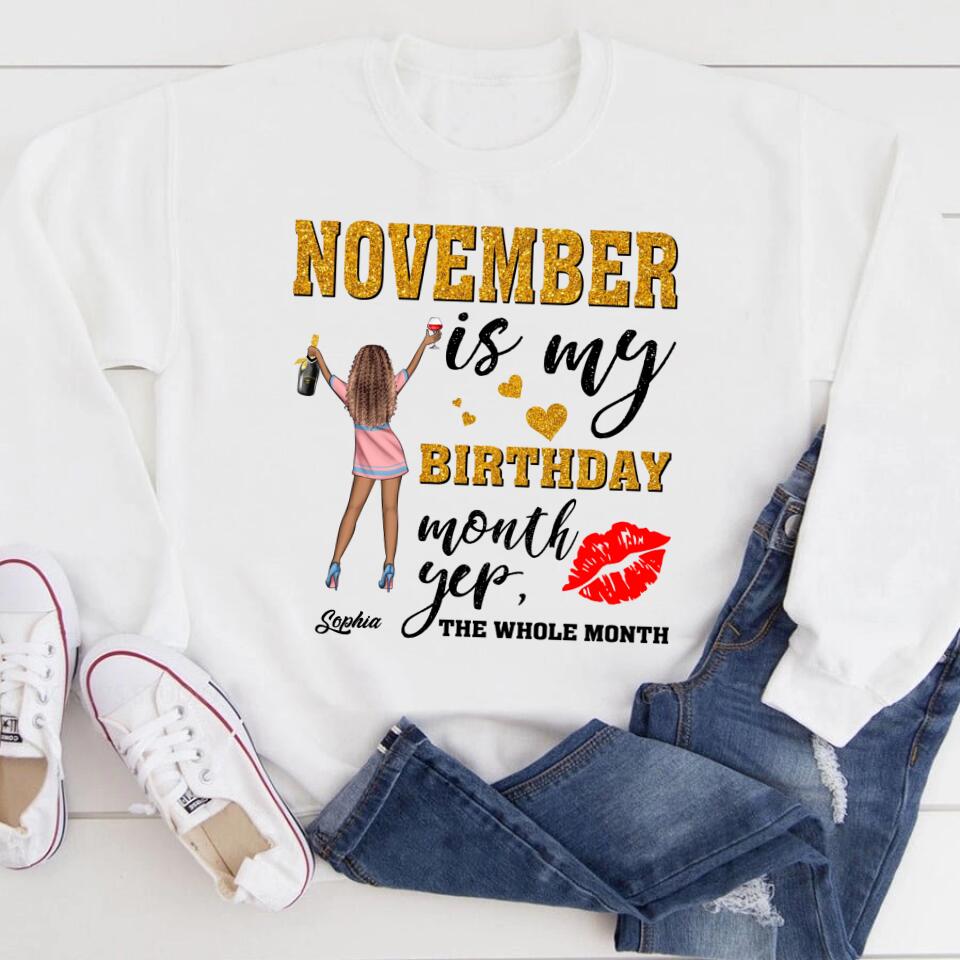 Custom November Birthday Shirt For Woman, Queens Are Born In November Gifts, Melanin Afro Woman Shirt, Black Girl Tee, Afro Queen Gift