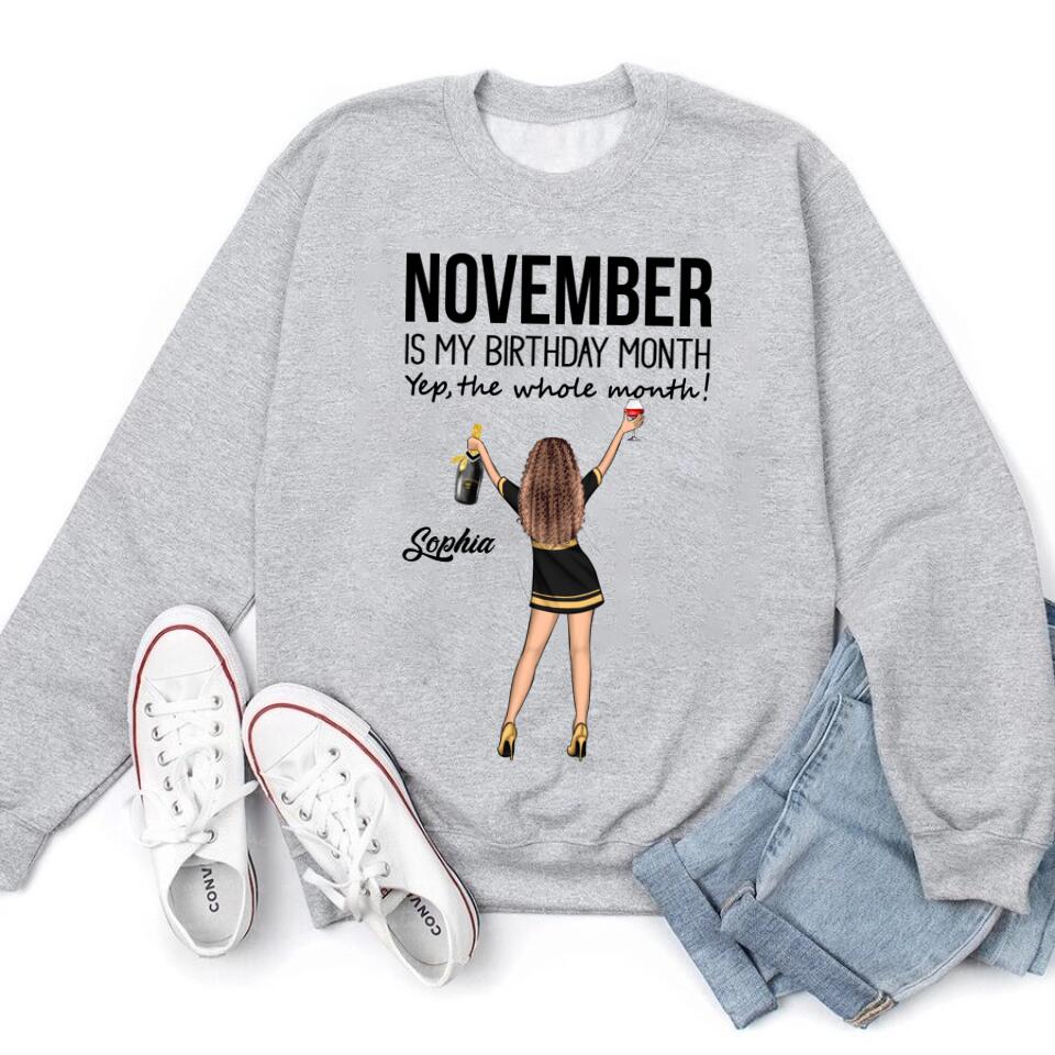 Custom November Birthday Shirt For Woman, Queens Are Born In November Gifts, Melanin Afro Woman Shirt, Black Girl Tee, Afro Queen Gift