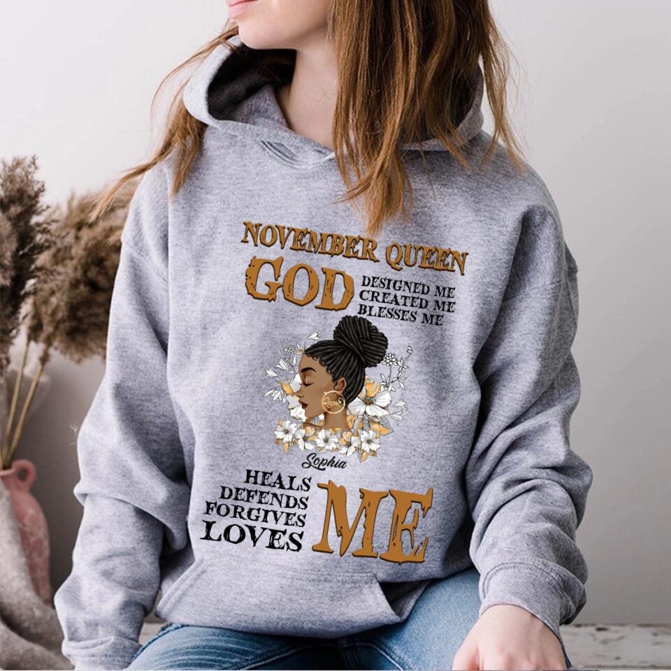 Custom November Birthday Shirt For Woman, Queens Are Born In November Gifts, Melanin Afro Woman Shirt, Black Girl Tee, Afro Queen Gift