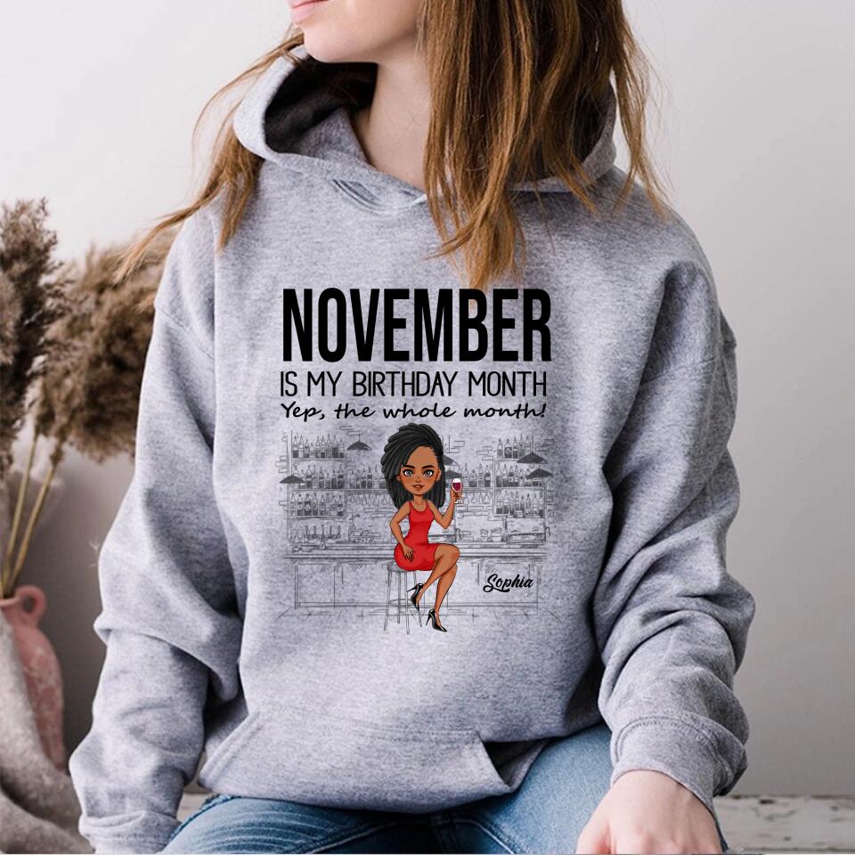 Custom November Birthday Shirt For Woman, Queens Are Born In November Gifts, Melanin Afro Woman Shirt, Black Girl Tee, Afro Queen Gift