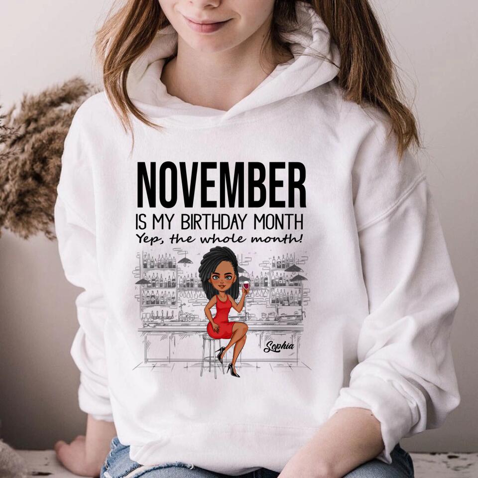 Custom November Birthday Shirt For Woman, Queens Are Born In November Gifts, Melanin Afro Woman Shirt, Black Girl Tee, Afro Queen Gift