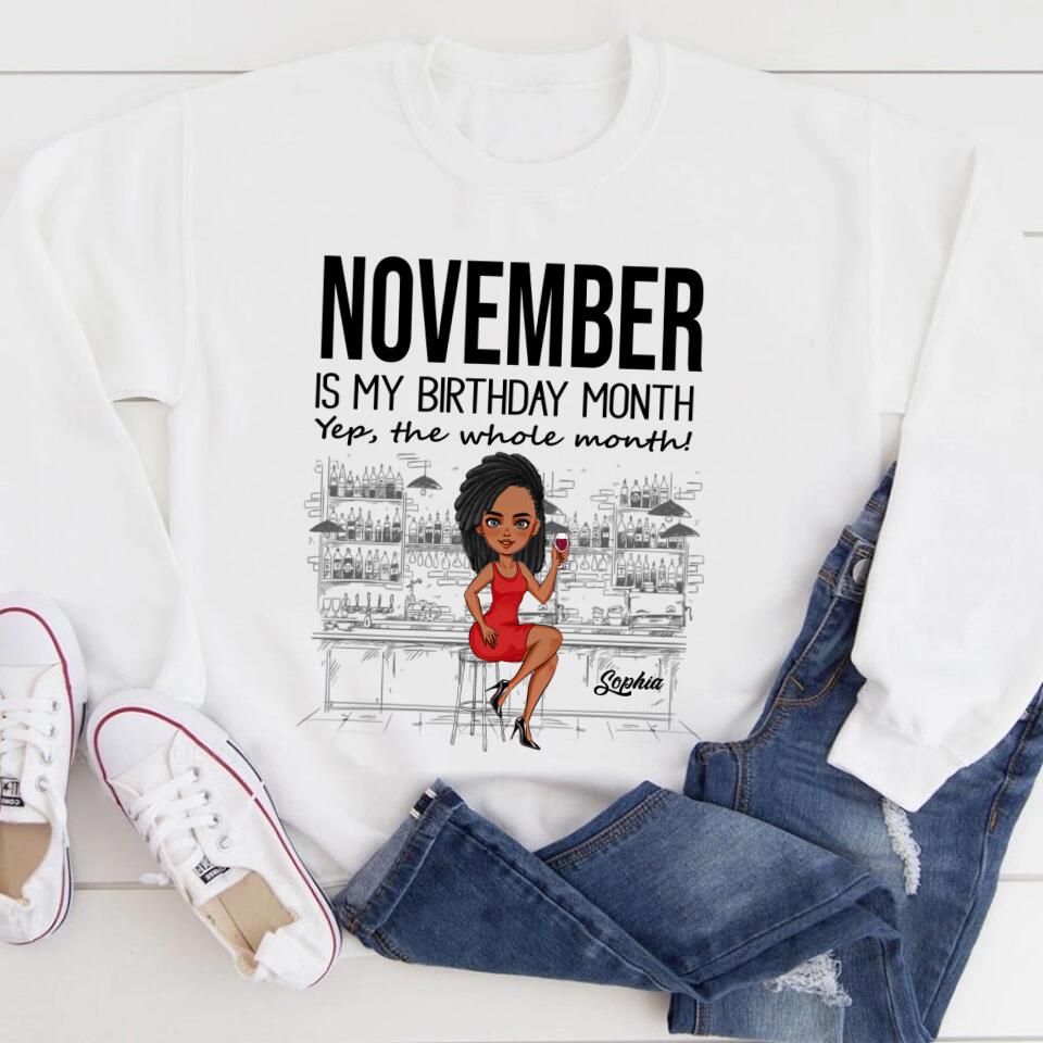 Custom November Birthday Shirt For Woman, Queens Are Born In November Gifts, Melanin Afro Woman Shirt, Black Girl Tee, Afro Queen Gift
