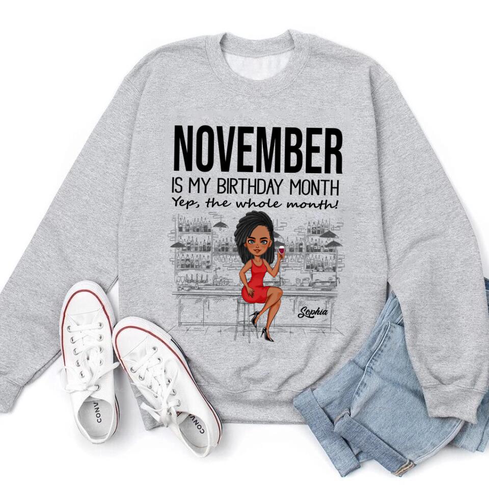 Custom November Birthday Shirt For Woman, Queens Are Born In November Gifts, Melanin Afro Woman Shirt, Black Girl Tee, Afro Queen Gift
