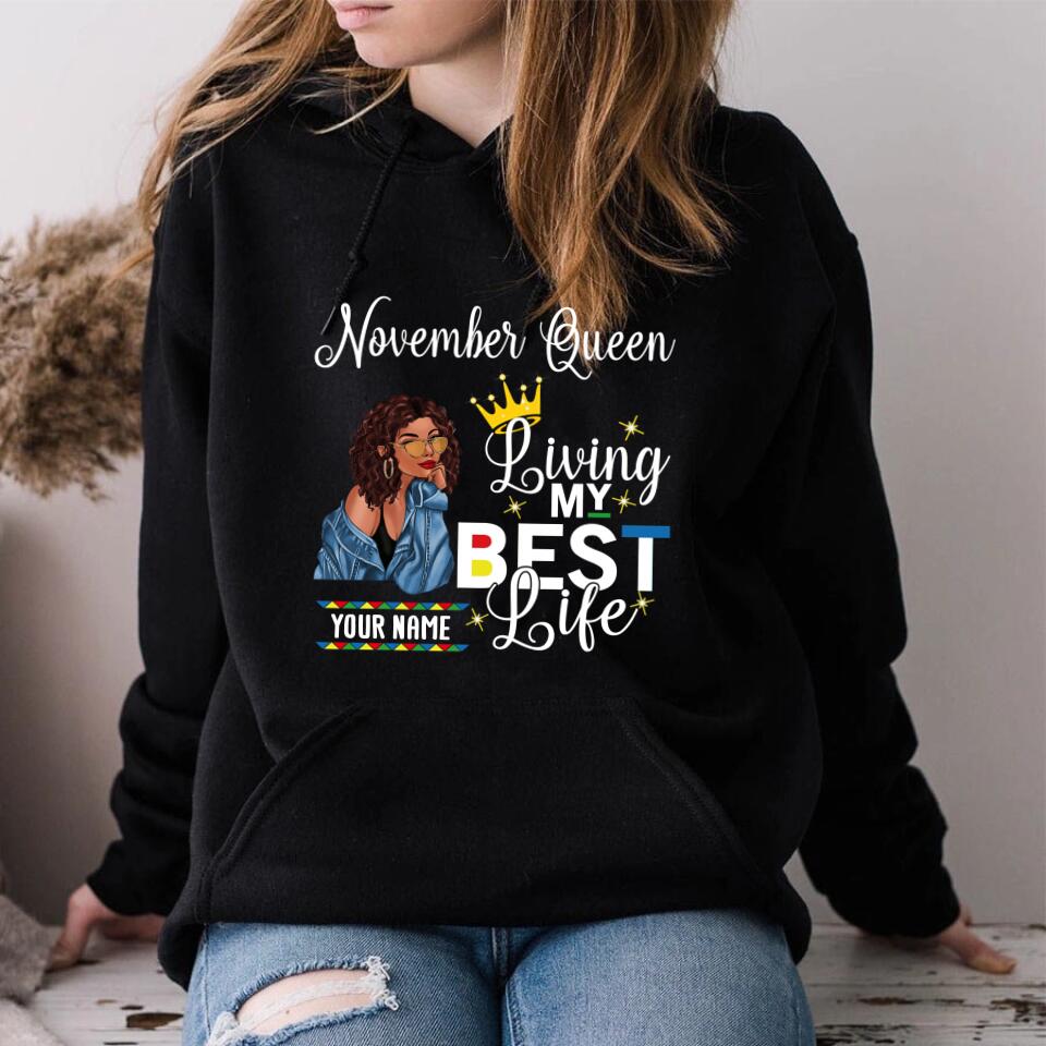 Custom November Birthday Shirt For Woman, Queens Are Born In November Gifts, Melanin Afro Woman Shirt, Black Girl Tee, Afro Queen Gift