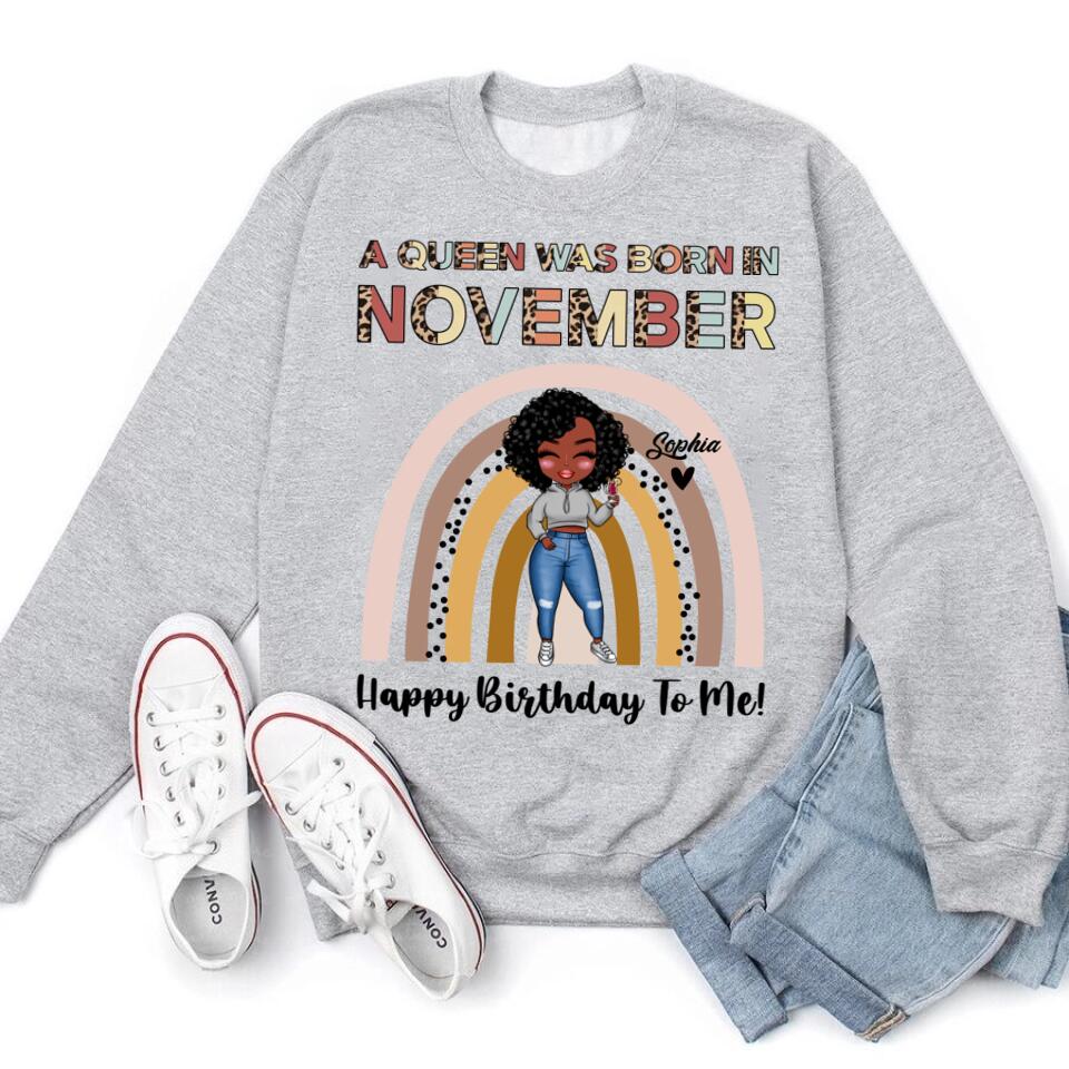 Custom November Birthday Shirt For Woman, Queens Are Born In November Gifts, Melanin Afro Woman Shirt, Black Girl Tee, Afro Queen Gift