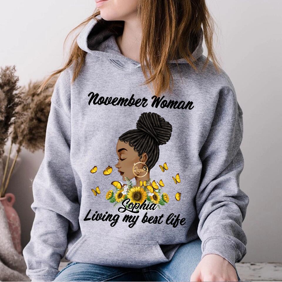 Custom November Birthday Shirt For Woman, Queens Are Born In November Gifts, Melanin Afro Woman Shirt, Black Girl Tee, Afro Queen Gift