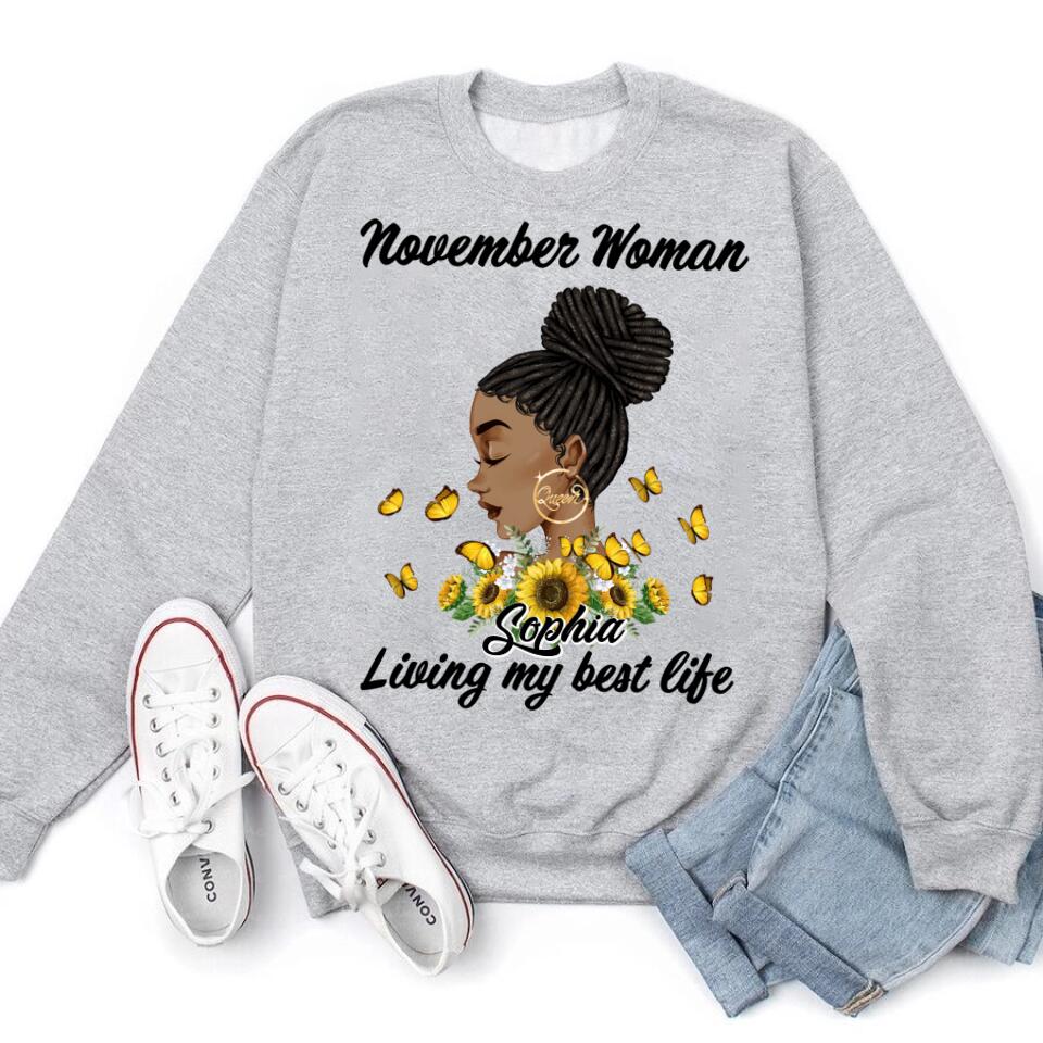 Custom November Birthday Shirt For Woman, Queens Are Born In November Gifts, Melanin Afro Woman Shirt, Black Girl Tee, Afro Queen Gift