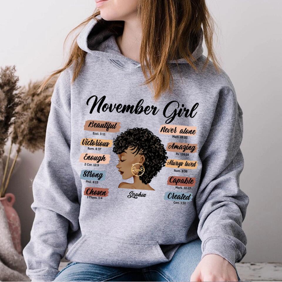 Custom November Birthday Shirt For Woman, Queens Are Born In November Gifts, Melanin Afro Woman Shirt, Black Girl Tee, Afro Queen Gift