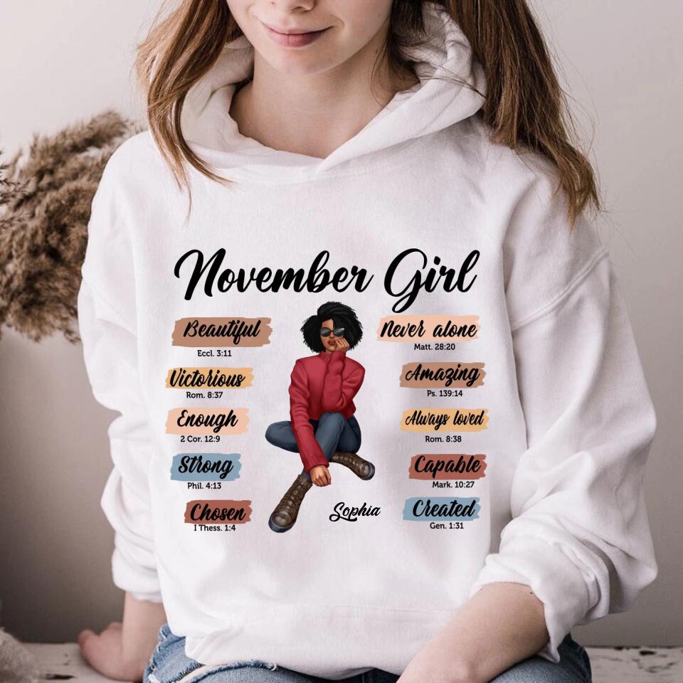 Custom November Birthday Shirt For Woman, Queens Are Born In November Gifts, Melanin Afro Woman Shirt, Black Girl Tee, Afro Queen Gift