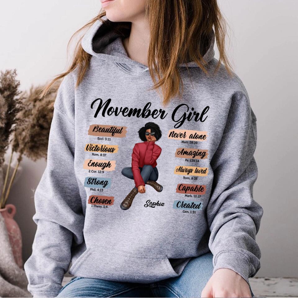 Custom November Birthday Shirt For Woman, Queens Are Born In November Gifts, Melanin Afro Woman Shirt, Black Girl Tee, Afro Queen Gift