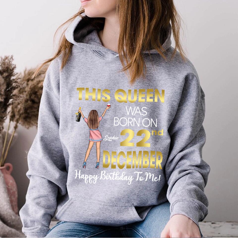 Custom December Birthday Shirt For Woman, Queens Are Born In December Gifts, Melanin Afro Woman Shirt, Black Girl Tee, Afro Queen Gift