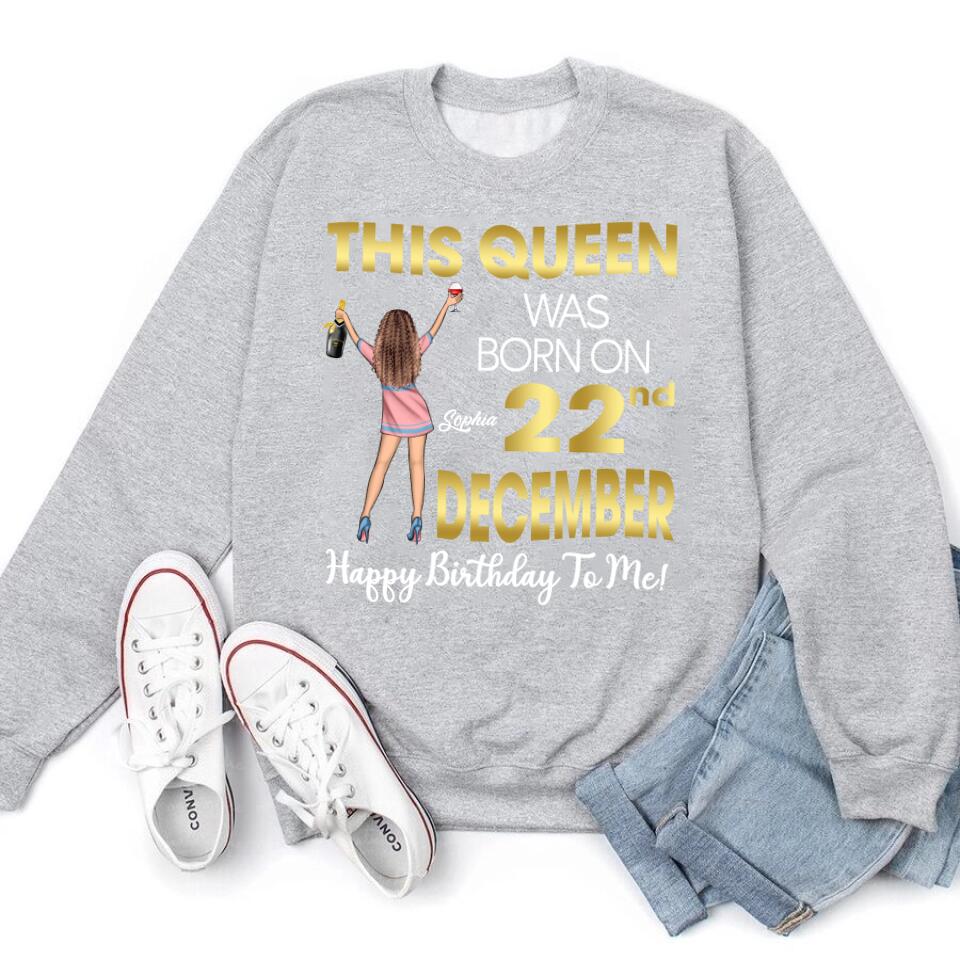 Custom December Birthday Shirt For Woman, Queens Are Born In December Gifts, Melanin Afro Woman Shirt, Black Girl Tee, Afro Queen Gift