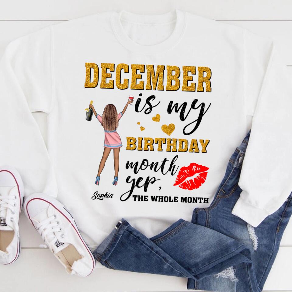Custom December Birthday Shirt For Woman, Queens Are Born In December Gifts, Melanin Afro Woman Shirt, Black Girl Tee, Afro Queen Gift