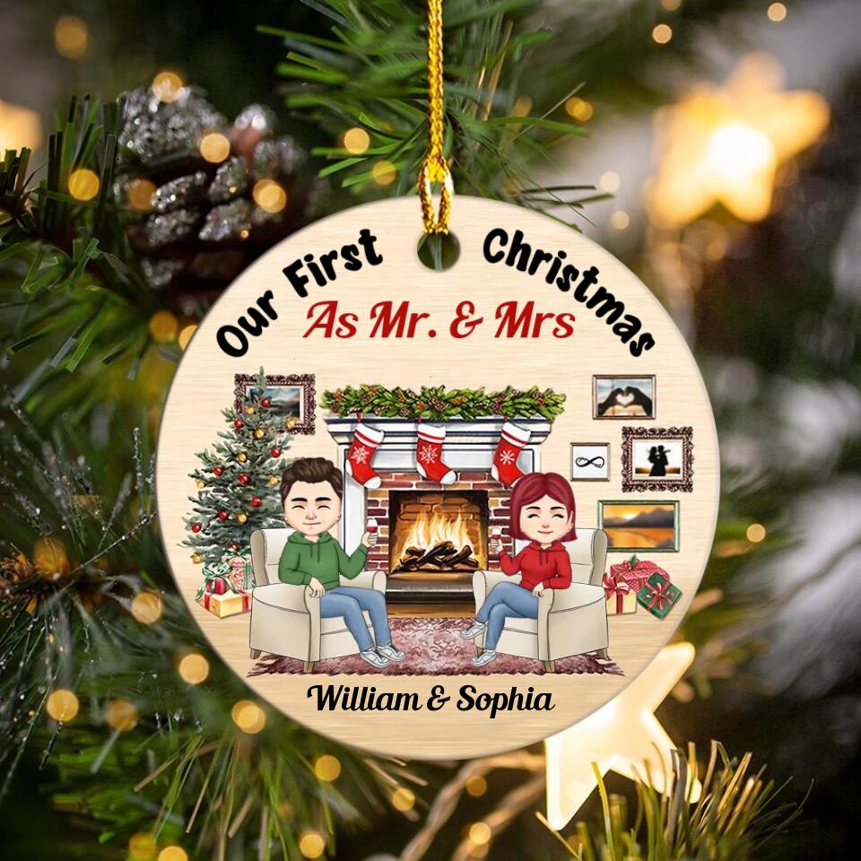 Our First Christmas Ornament 2022, Personalized Our First Christmas Ornaments, First Christmas As Mr And Mrs Ornament