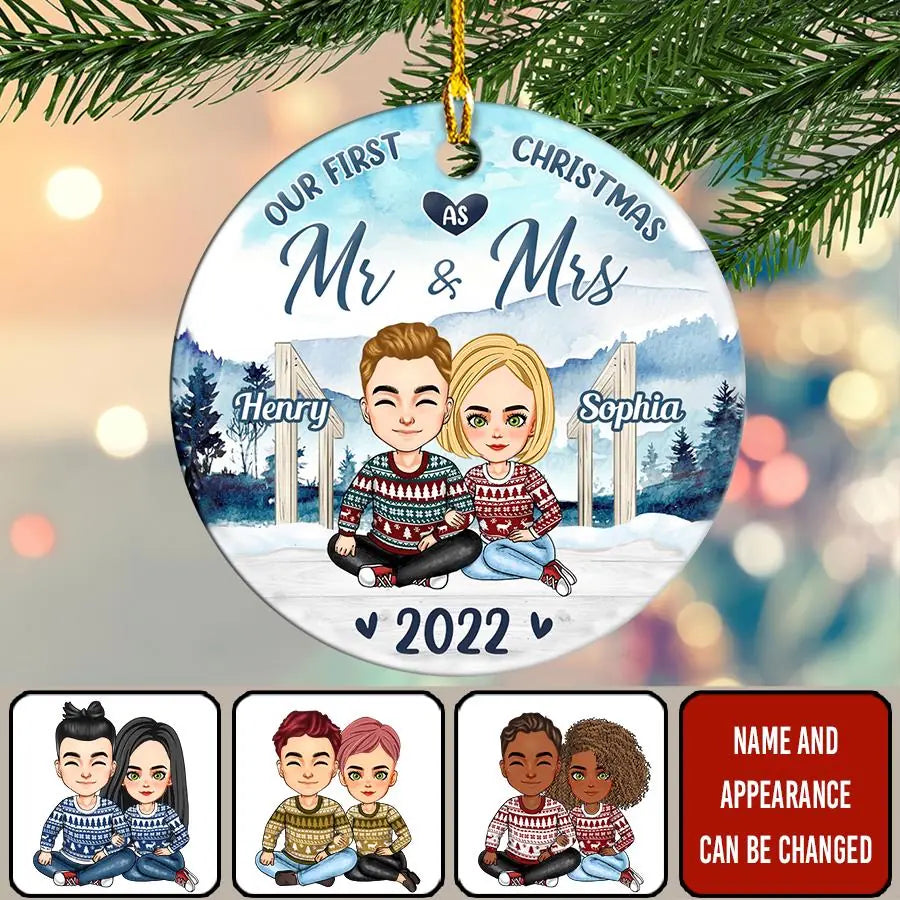 Our First Christmas Ornament 2022, Personalized Our First Christmas Ornaments, First Christmas As Mr And Mrs Ornament