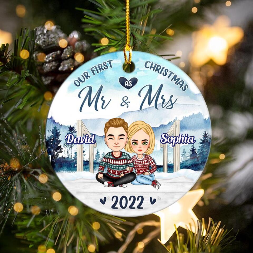 Our First Christmas Ornament 2022, Personalized Our First Christmas Ornaments, First Christmas As Mr And Mrs Ornament