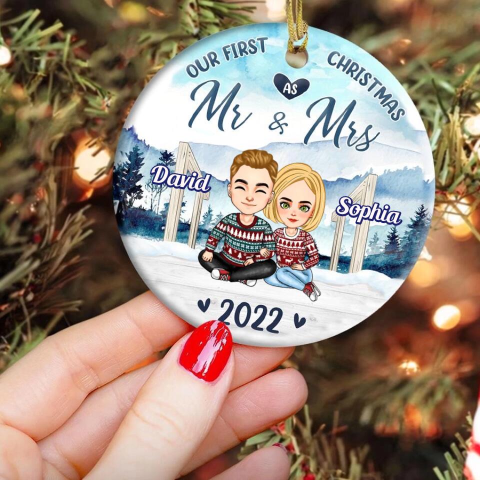 Our First Christmas Ornament 2022, Personalized Our First Christmas Ornaments, First Christmas As Mr And Mrs Ornament