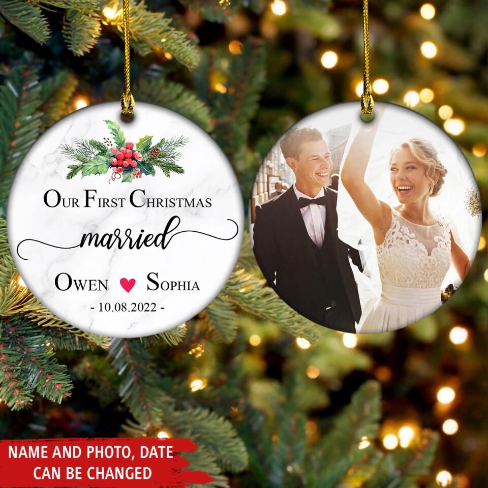 Our First Christmas Ornament 2022, Personalized Our First Christmas Ornaments, First Christmas As Mr And Mrs Ornament
