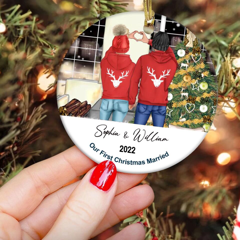 Our First Christmas Ornament 2022, Personalized Our First Christmas Ornaments, First Christmas As Mr And Mrs Ornament