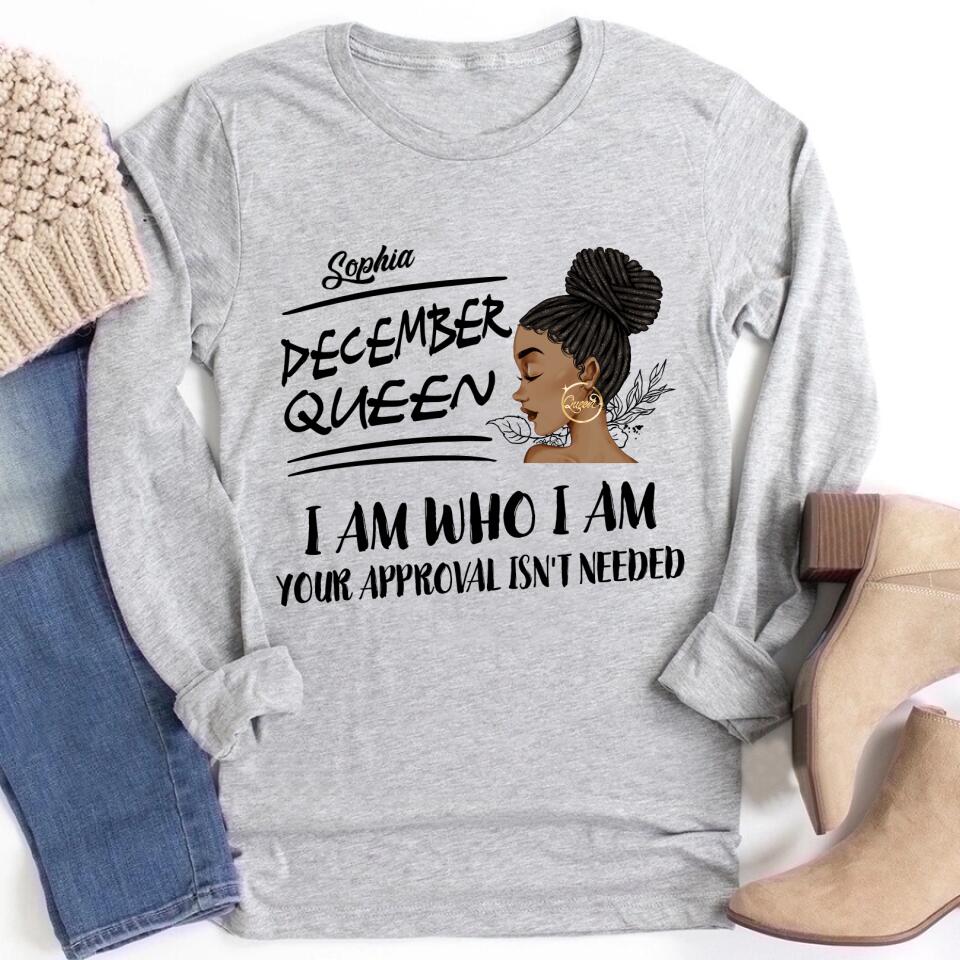 Custom December Birthday Shirt For Woman, Queens Are Born In December Gifts, Melanin Afro Woman Shirt, Black Girl Tee, Afro Queen Gift