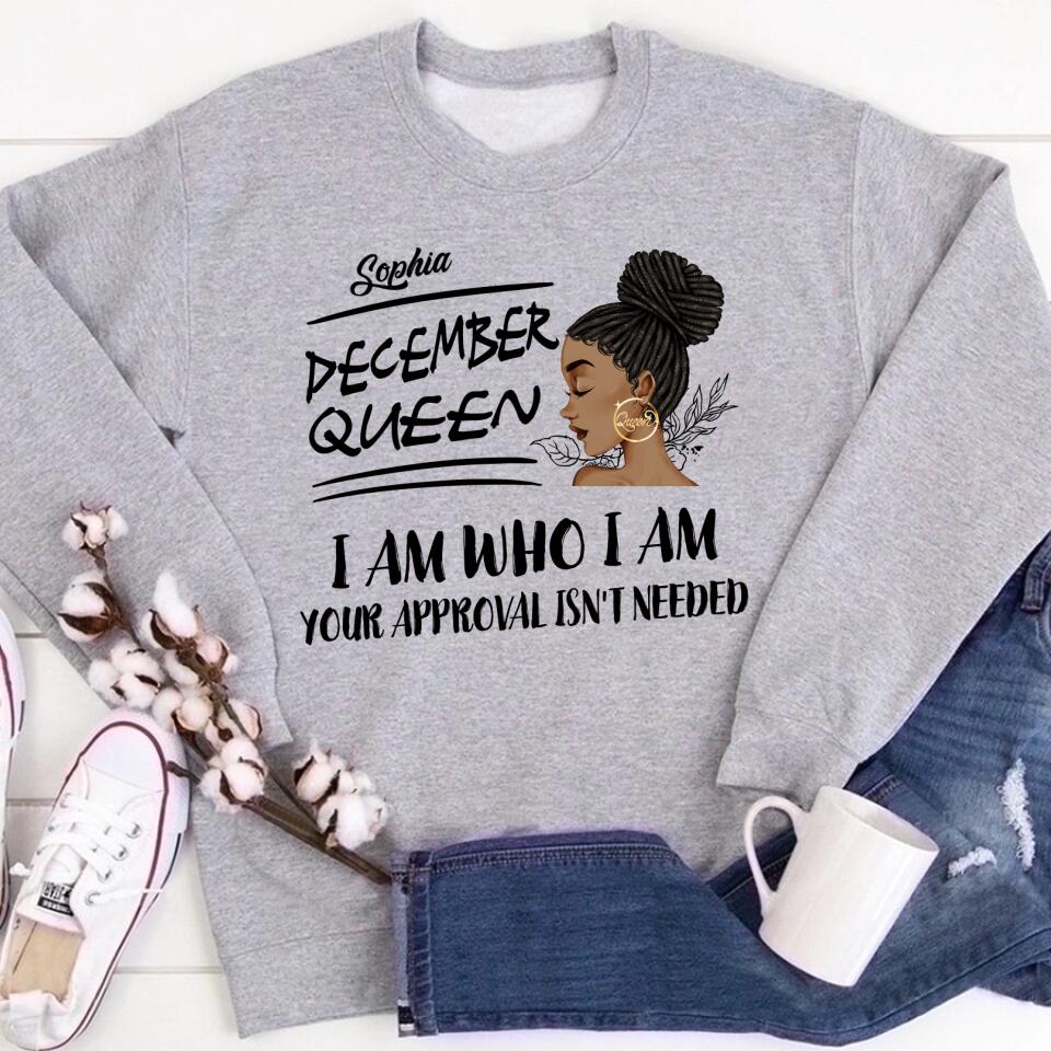 Custom December Birthday Shirt For Woman, Queens Are Born In December Gifts, Melanin Afro Woman Shirt, Black Girl Tee, Afro Queen Gift