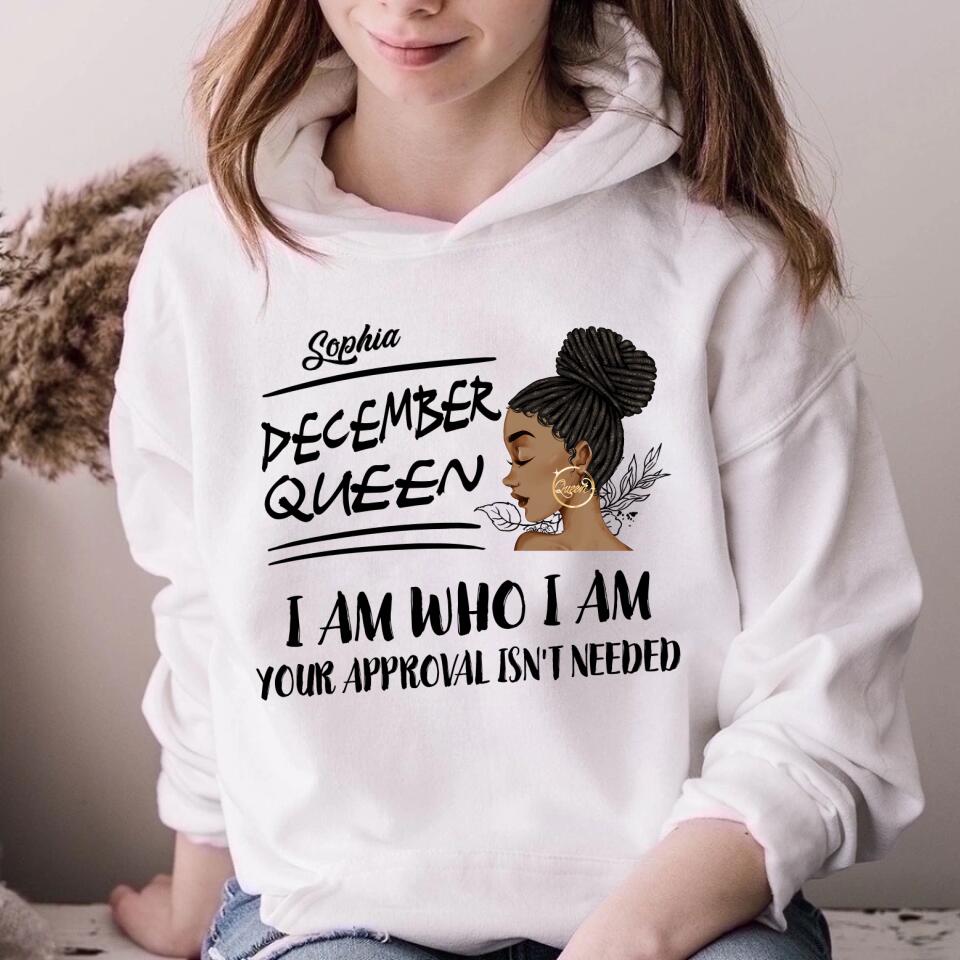 Custom December Birthday Shirt For Woman, Queens Are Born In December Gifts, Melanin Afro Woman Shirt, Black Girl Tee, Afro Queen Gift