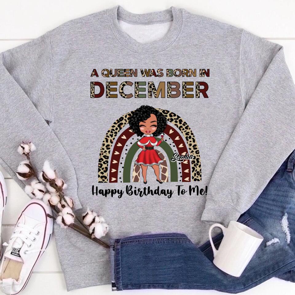 Custom December Birthday Shirt For Woman, Queens Are Born In December Gifts, Melanin Afro Woman Shirt, Black Girl Tee, Afro Queen Gift