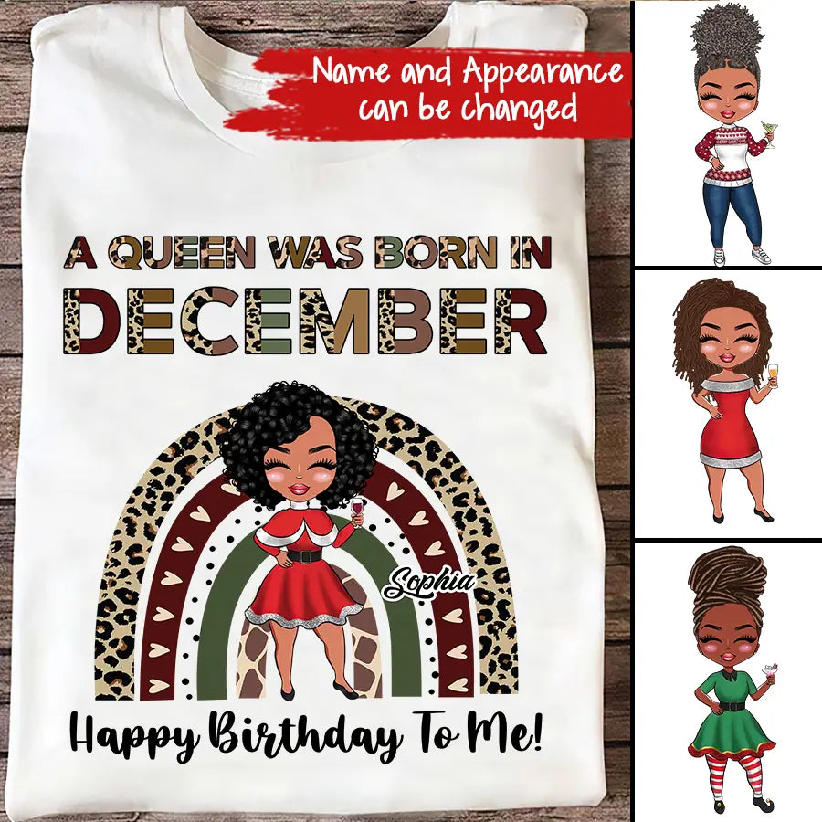 Custom December Birthday Shirt For Woman, Queens Are Born In December Gifts, Melanin Afro Woman Shirt, Black Girl Tee, Afro Queen Gift