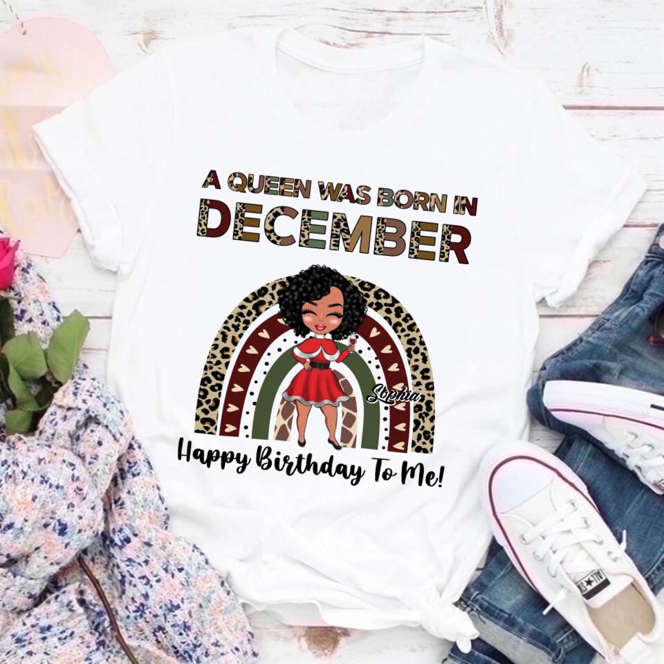Custom December Birthday Shirt For Woman, Queens Are Born In December Gifts, Melanin Afro Woman Shirt, Black Girl Tee, Afro Queen Gift