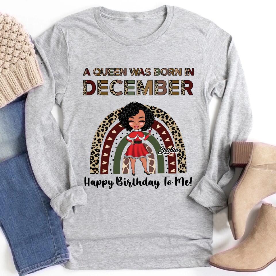 Custom December Birthday Shirt For Woman, Queens Are Born In December Gifts, Melanin Afro Woman Shirt, Black Girl Tee, Afro Queen Gift