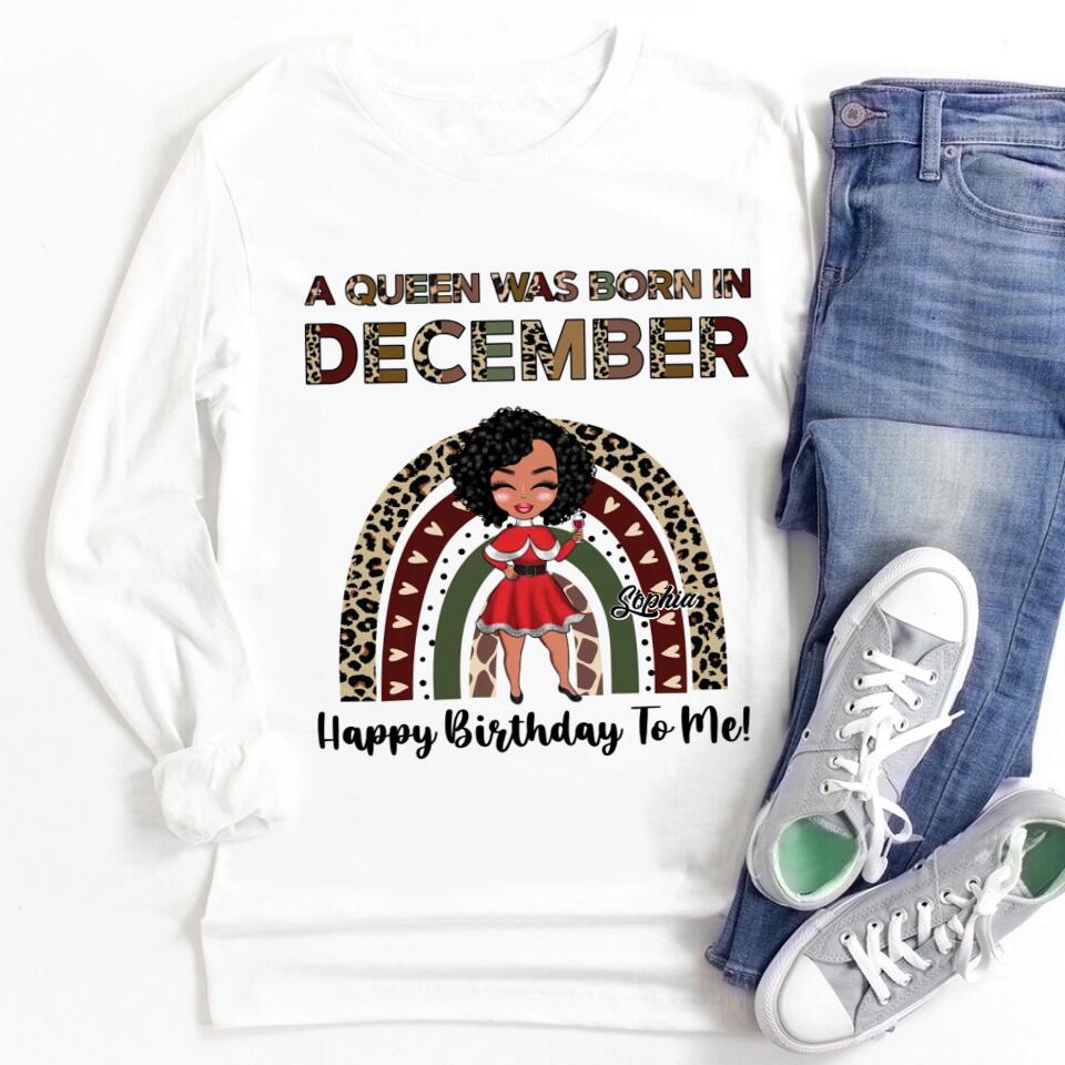 Custom December Birthday Shirt For Woman, Queens Are Born In December Gifts, Melanin Afro Woman Shirt, Black Girl Tee, Afro Queen Gift