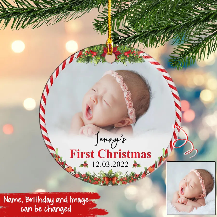 Personalized Baby's First Christmas Ornament, Baby's 1st Christmas Ornament, Image Christmas Ornament, Christmas Ornaments