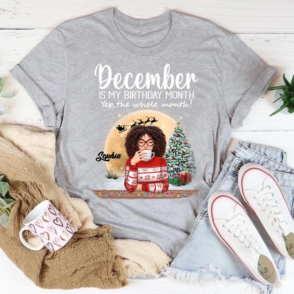 Custom December Birthday Shirt For Woman, Queens Are Born In December Gifts, Melanin Afro Woman Shirt, Black Girl Tee, Afro Queen Gift