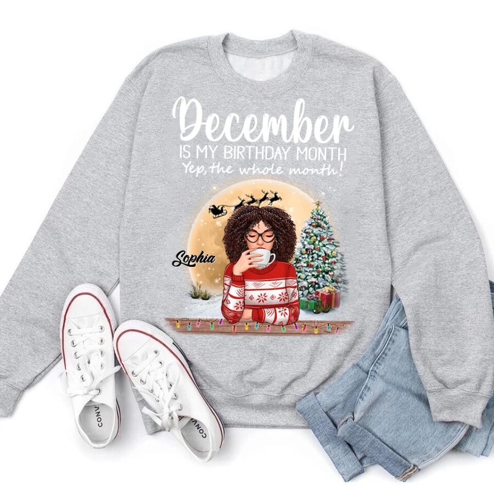 Custom December Birthday Shirt For Woman, Queens Are Born In December Gifts, Melanin Afro Woman Shirt, Black Girl Tee, Afro Queen Gift