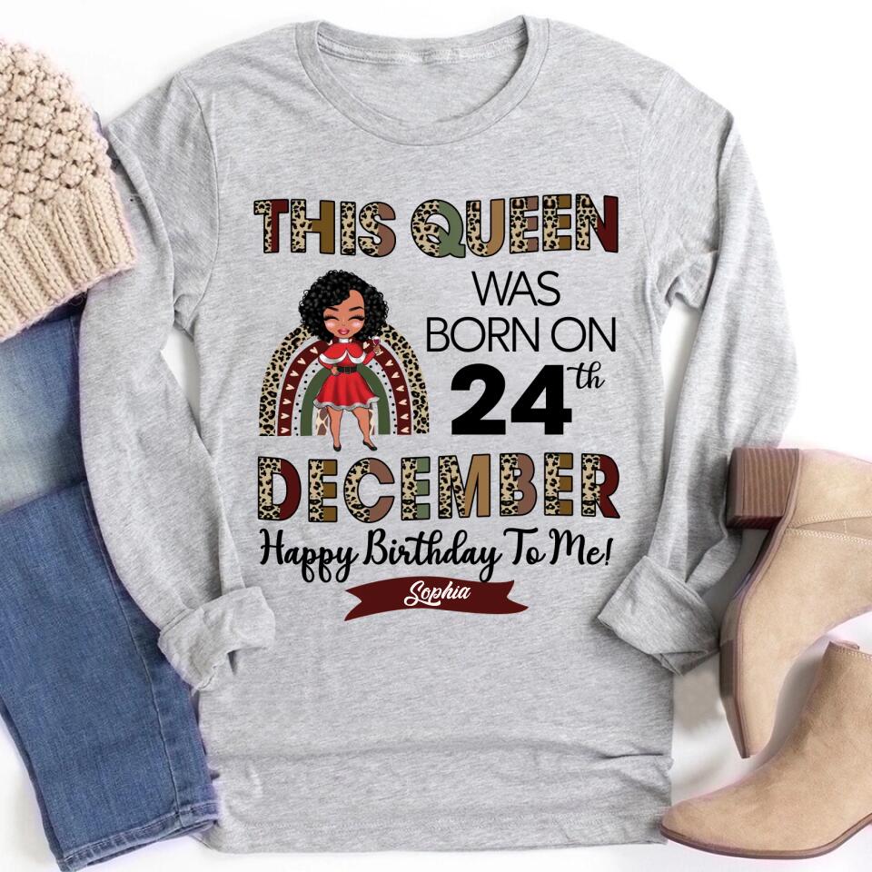 Custom December Birthday Shirt For Woman, Queens Are Born In December Gifts, Melanin Afro Woman Shirt, Black Girl Tee, Afro Queen Gift