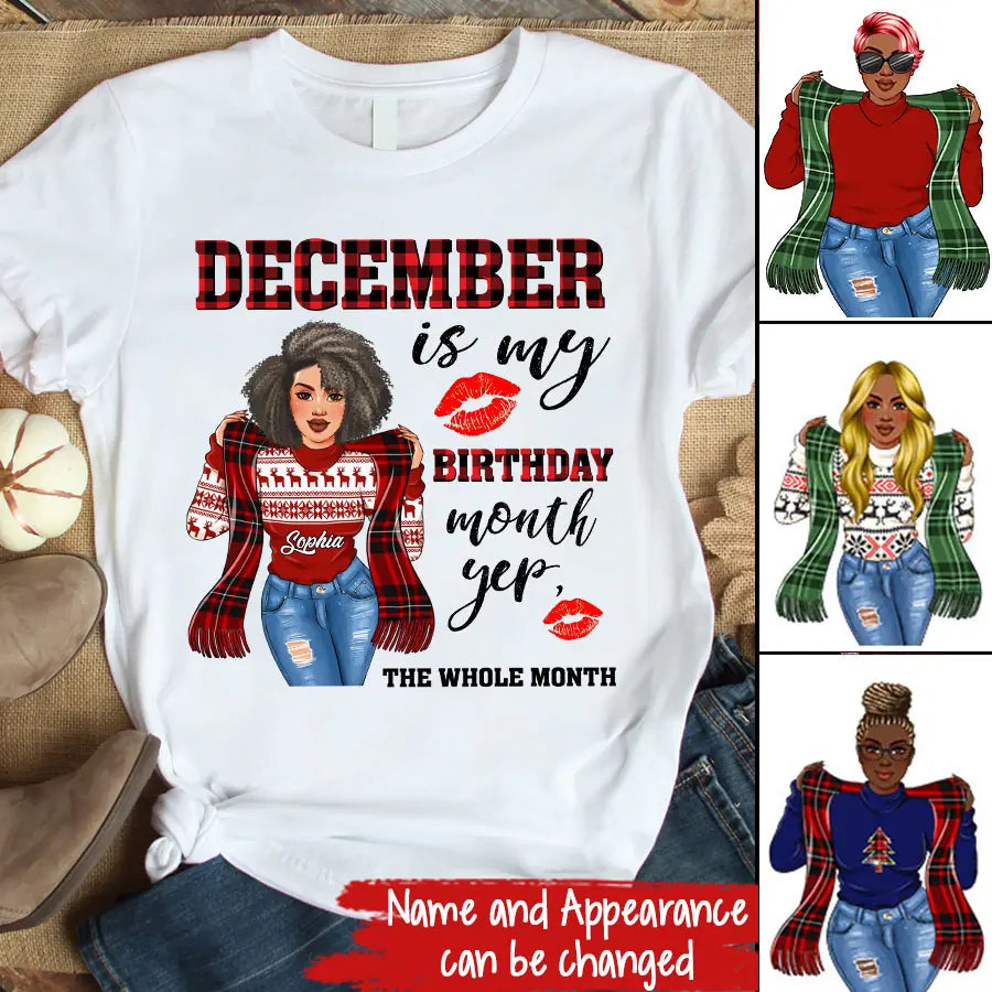 Custom December Birthday Shirt For Woman, Queens Are Born In December Gifts, Melanin Afro Woman Shirt, Black Girl Tee, Afro Queen Gift