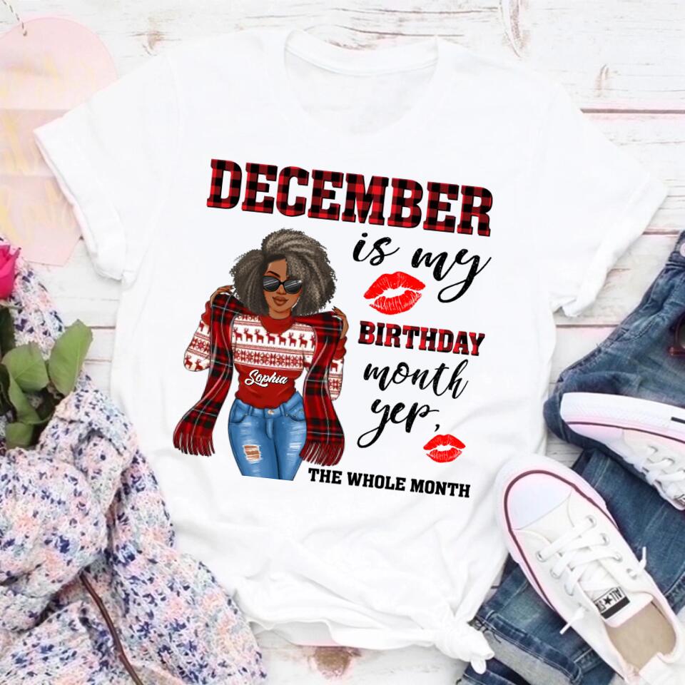 Custom December Birthday Shirt For Woman, Queens Are Born In December Gifts, Melanin Afro Woman Shirt, Black Girl Tee, Afro Queen Gift