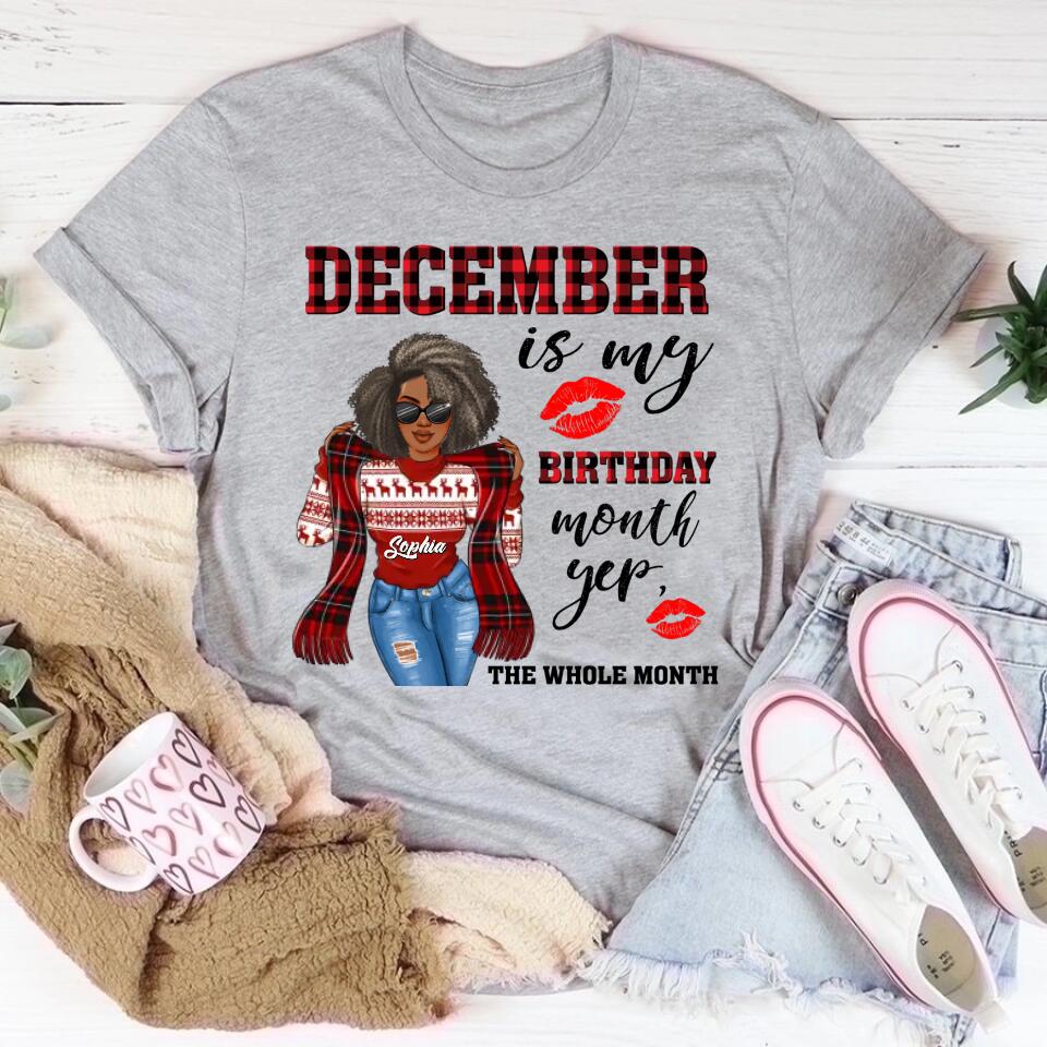 Custom December Birthday Shirt For Woman, Queens Are Born In December Gifts, Melanin Afro Woman Shirt, Black Girl Tee, Afro Queen Gift