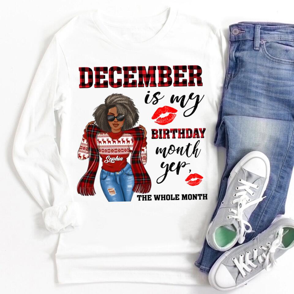 Custom December Birthday Shirt For Woman, Queens Are Born In December Gifts, Melanin Afro Woman Shirt, Black Girl Tee, Afro Queen Gift