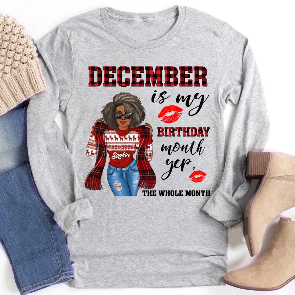 Custom December Birthday Shirt For Woman, Queens Are Born In December Gifts, Melanin Afro Woman Shirt, Black Girl Tee, Afro Queen Gift