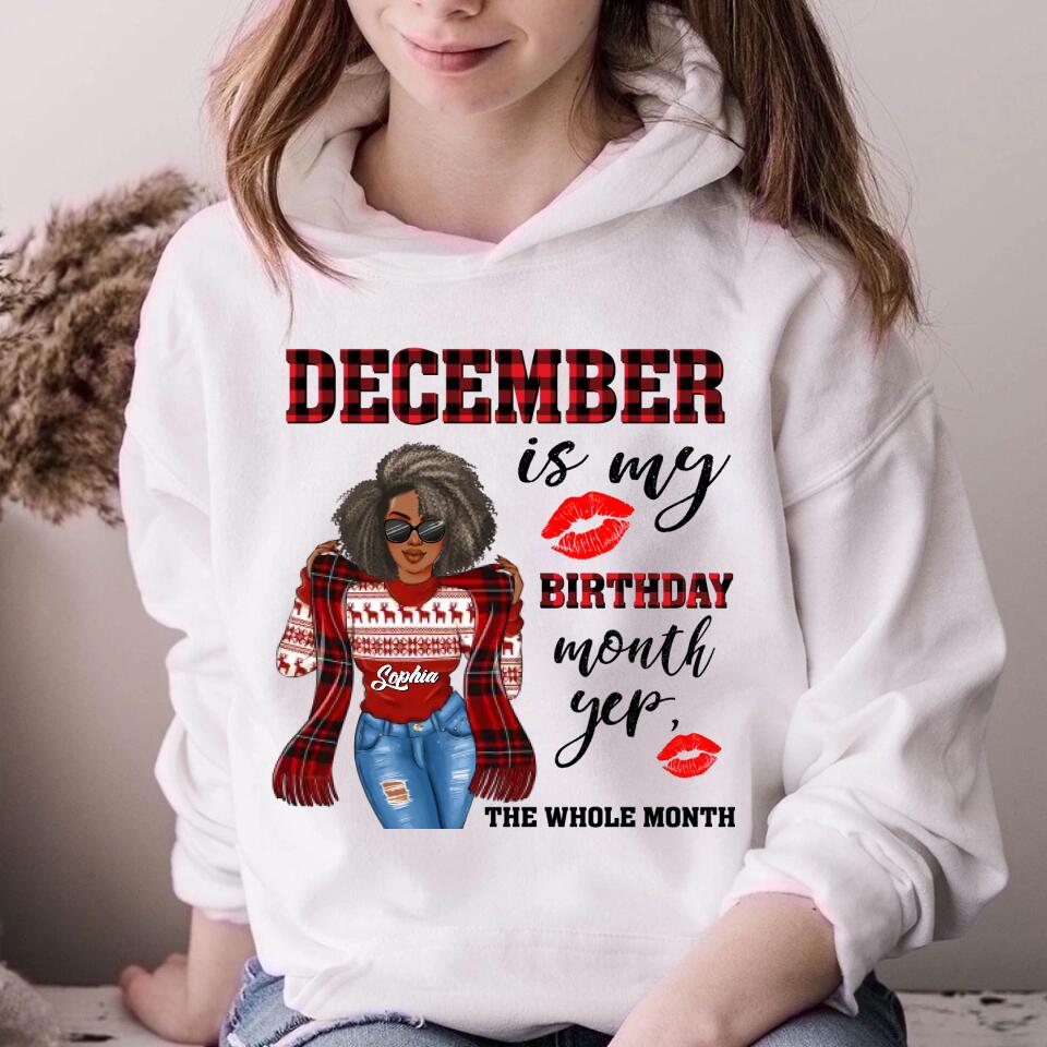 Custom December Birthday Shirt For Woman, Queens Are Born In December Gifts, Melanin Afro Woman Shirt, Black Girl Tee, Afro Queen Gift