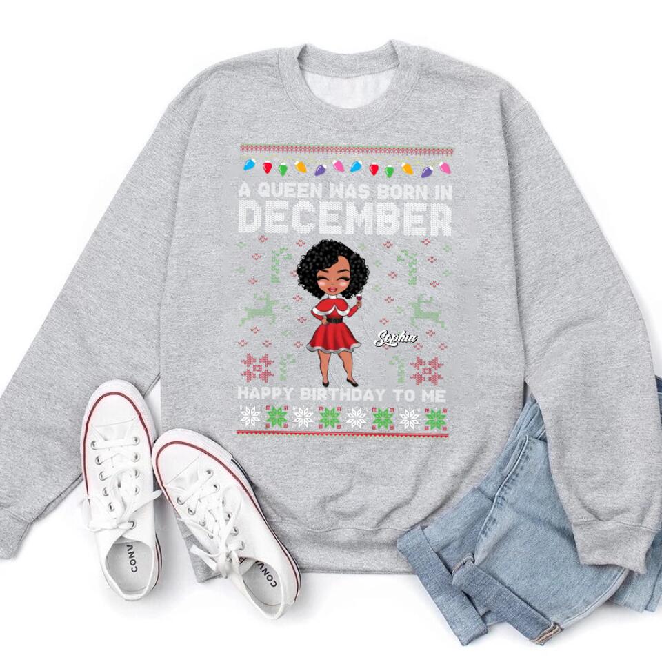 Custom December Birthday Shirt For Woman, Queens Are Born In December Gifts, Melanin Afro Woman Shirt, Black Girl Tee, Afro Queen Gift