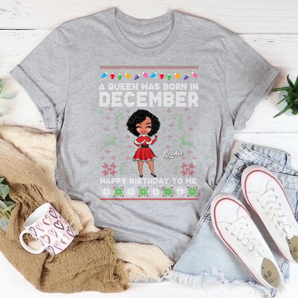 Custom December Birthday Shirt For Woman, Queens Are Born In December Gifts, Melanin Afro Woman Shirt, Black Girl Tee, Afro Queen Gift