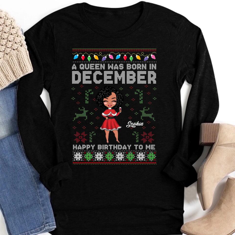 Custom December Birthday Shirt For Woman, Queens Are Born In December Gifts, Melanin Afro Woman Shirt, Black Girl Tee, Afro Queen Gift