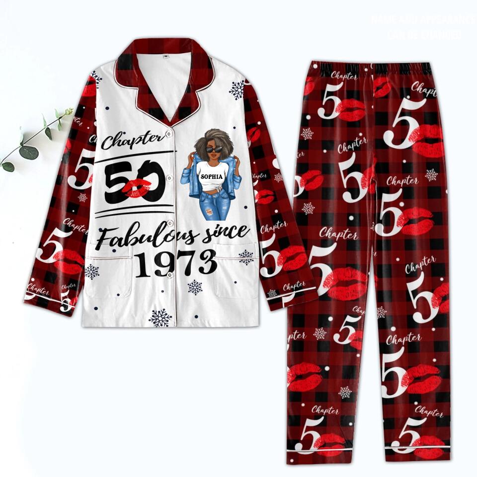 Chapter 50, Fabulous Since 1973 50th Birthday Unique Pajamas Set For Woman, Custom Birthday Pajamas, Her Gifts For 50 Years Old , Turning 50 Birthday Women&#39;s Pajamas Set