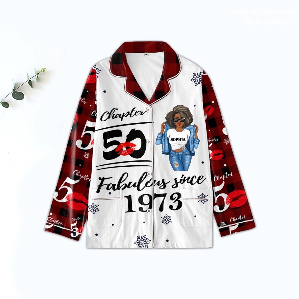 Chapter 50, Fabulous Since 1973 50th Birthday Unique Pajamas Set For Woman, Custom Birthday Pajamas, Her Gifts For 50 Years Old , Turning 50 Birthday Women&#39;s Pajamas Set