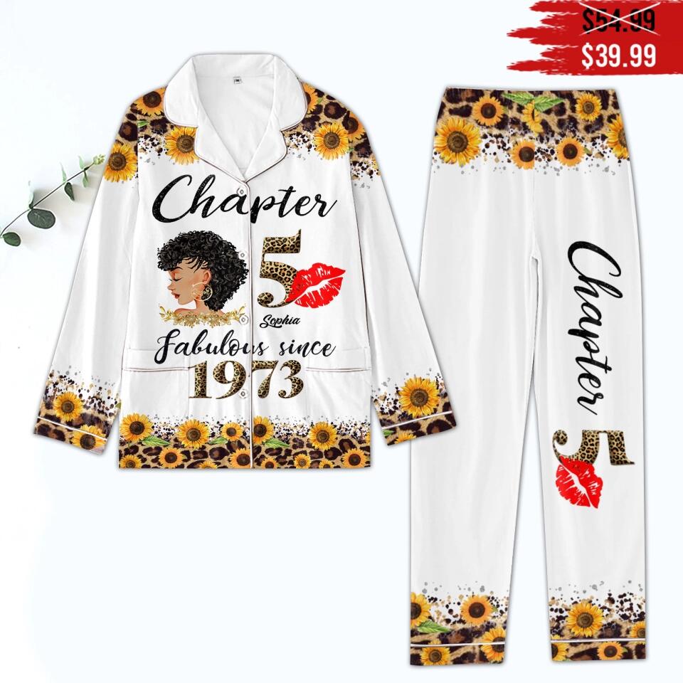Chapter 50, Fabulous Since 1973 50th Birthday Unique Pajamas Set For Woman, Custom Birthday Pajamas, Her Gifts For 50 Years Old , Turning 50 Birthday Women&#39;s Pajamas Set