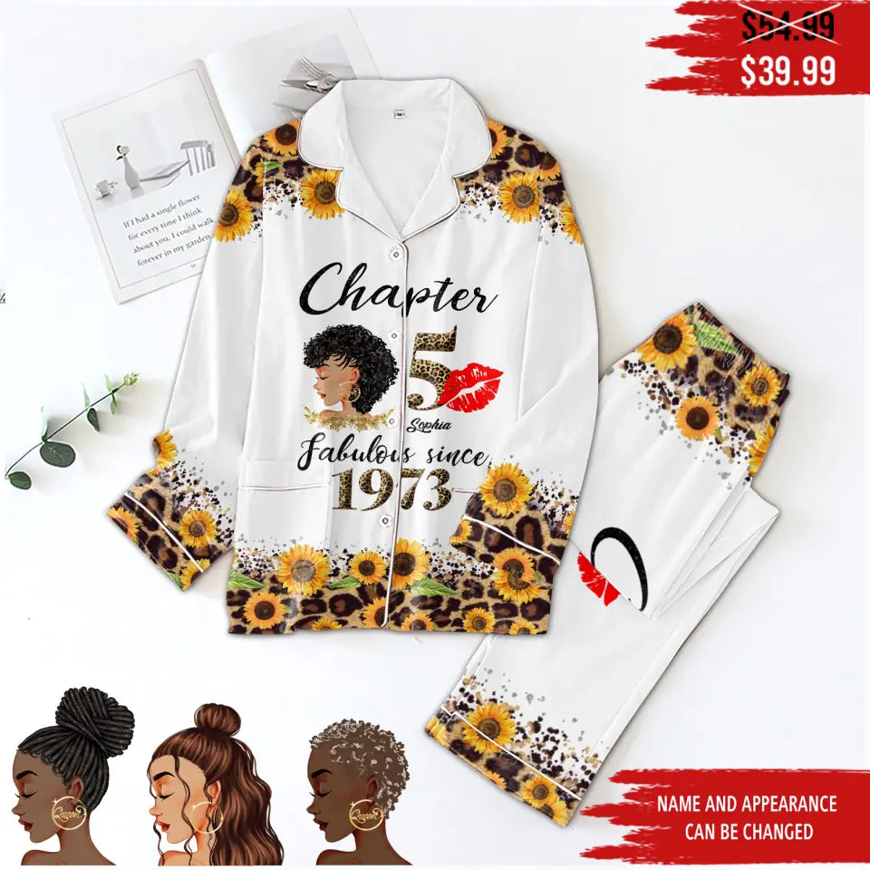 Chapter 50, Fabulous Since 1973 50th Birthday Unique Pajamas Set For Woman, Custom Birthday Pajamas, Her Gifts For 50 Years Old , Turning 50 Birthday Women&#39;s Pajamas Set
